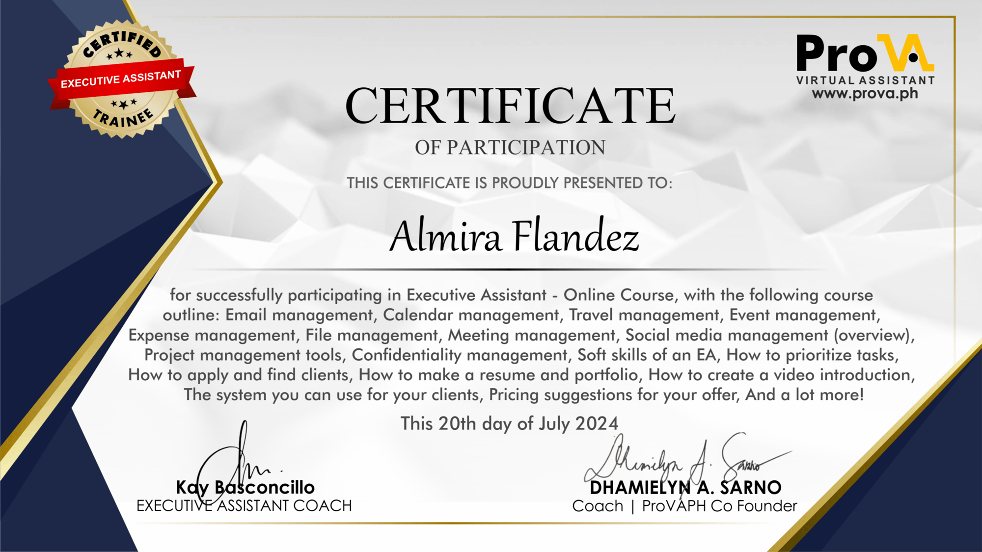 Executive Assistant Certificate